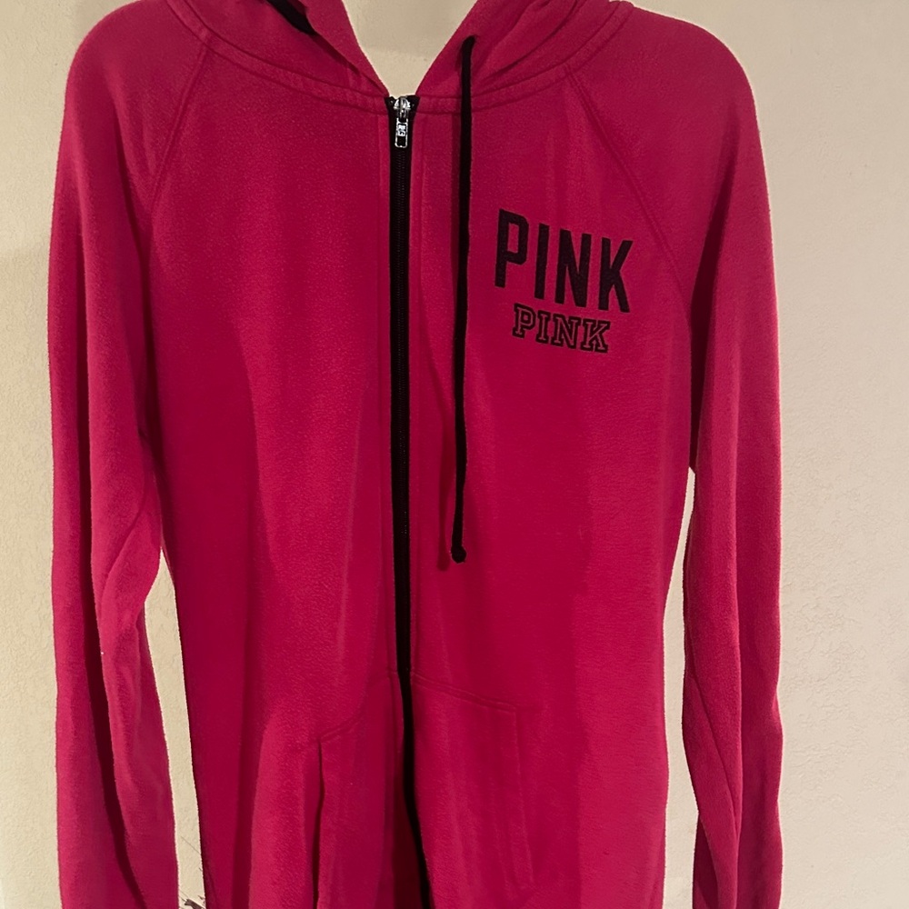 PINK Victoria's Secret Fuchsia Hoodie with Black Accents